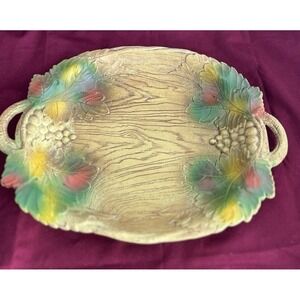 Vintage 1958 USA Vintage Grape & Vine Leaves Serving Tray Plate (290)